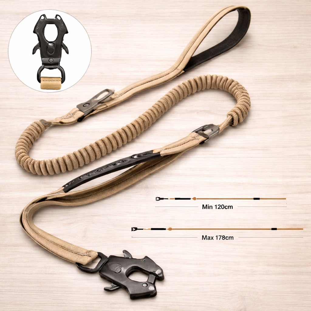 Tactical Dog Leash with Bungee & Handle – Heavy Duty No-Pull Leash for Training & Walking