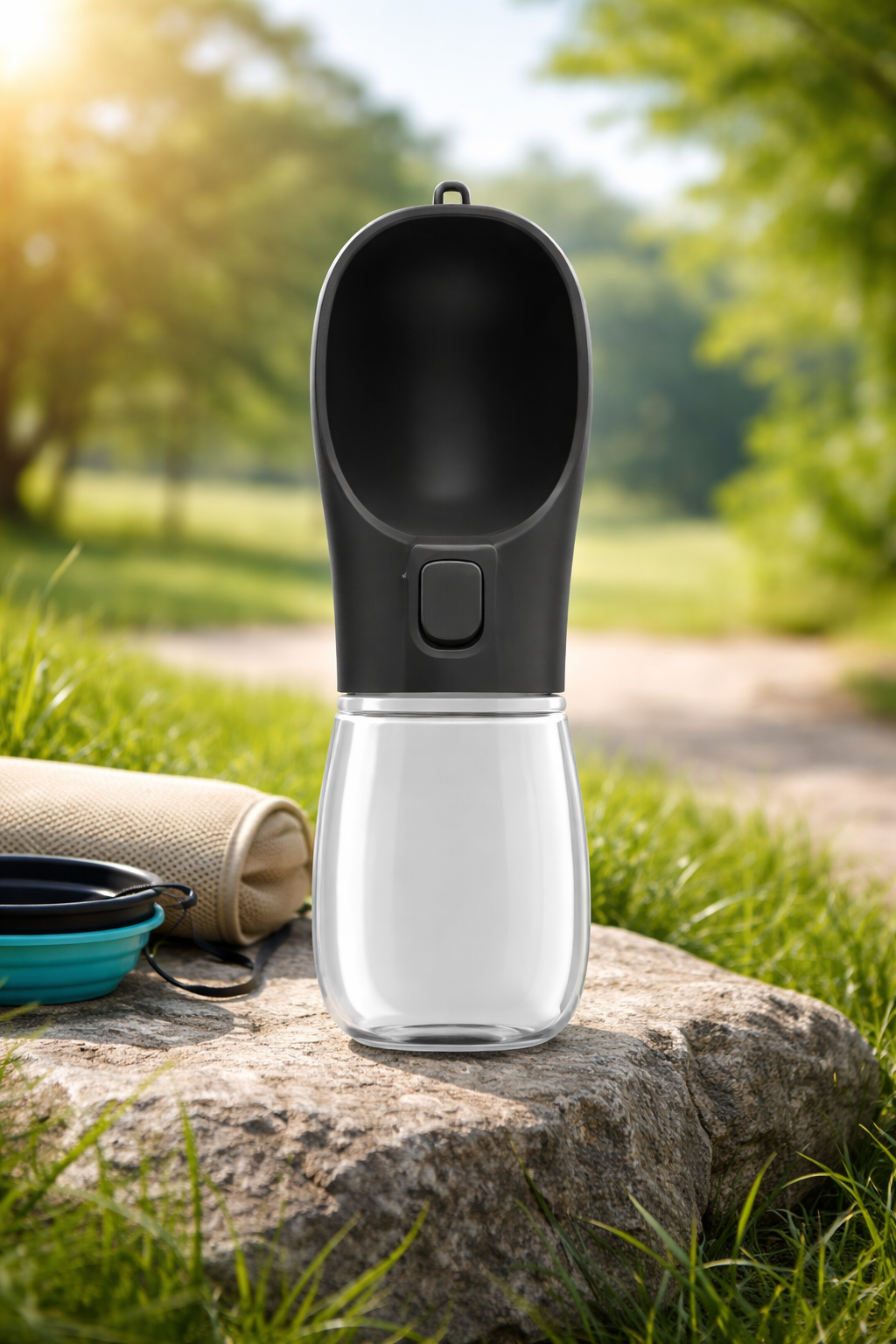 Portable Dog Water Bottle – Leak-Proof Travel Pet Dispenser with Built-in Bow