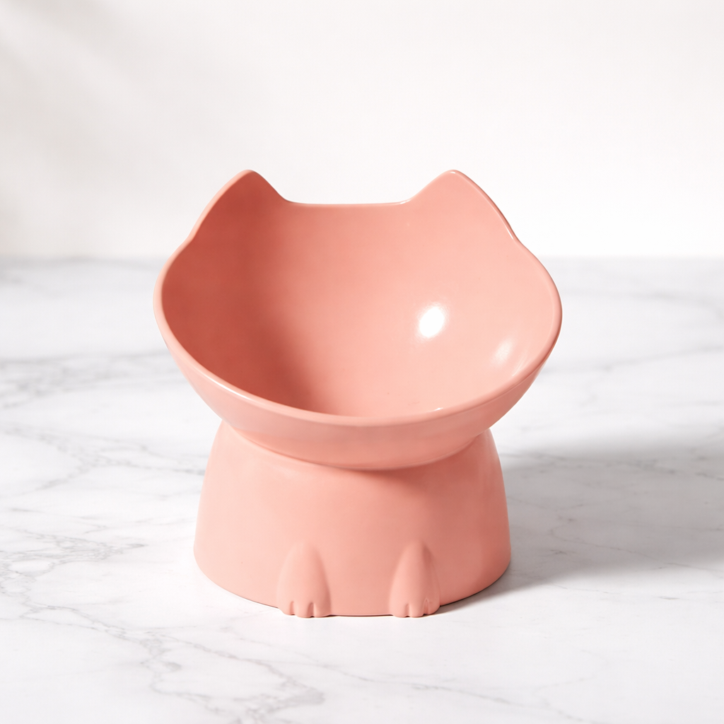 Elevated Cat Bowl for Food & Water – Anti-Vomit Tilted Pet Feeder | Cute Cat Dish for Small Pets