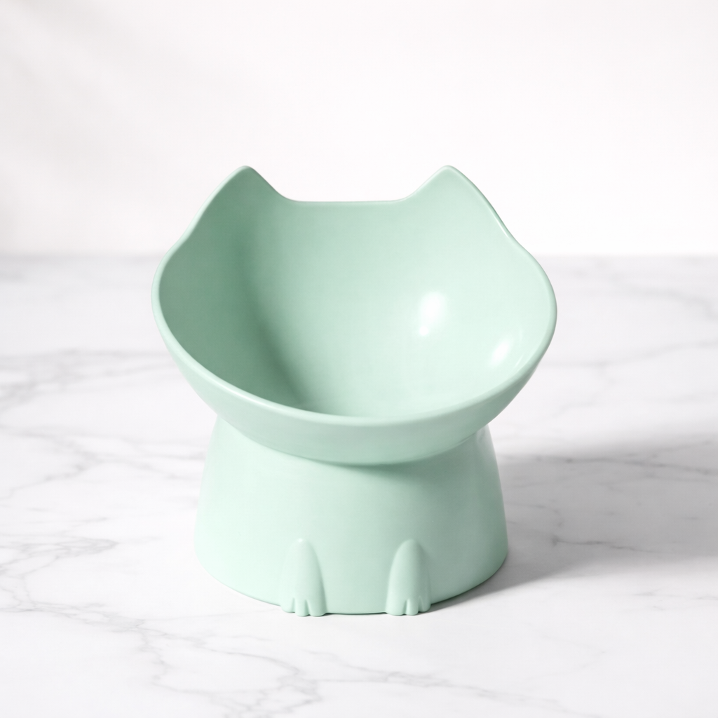 Elevated Cat Bowl for Food & Water – Anti-Vomit Tilted Pet Feeder | Cute Cat Dish for Small Pets