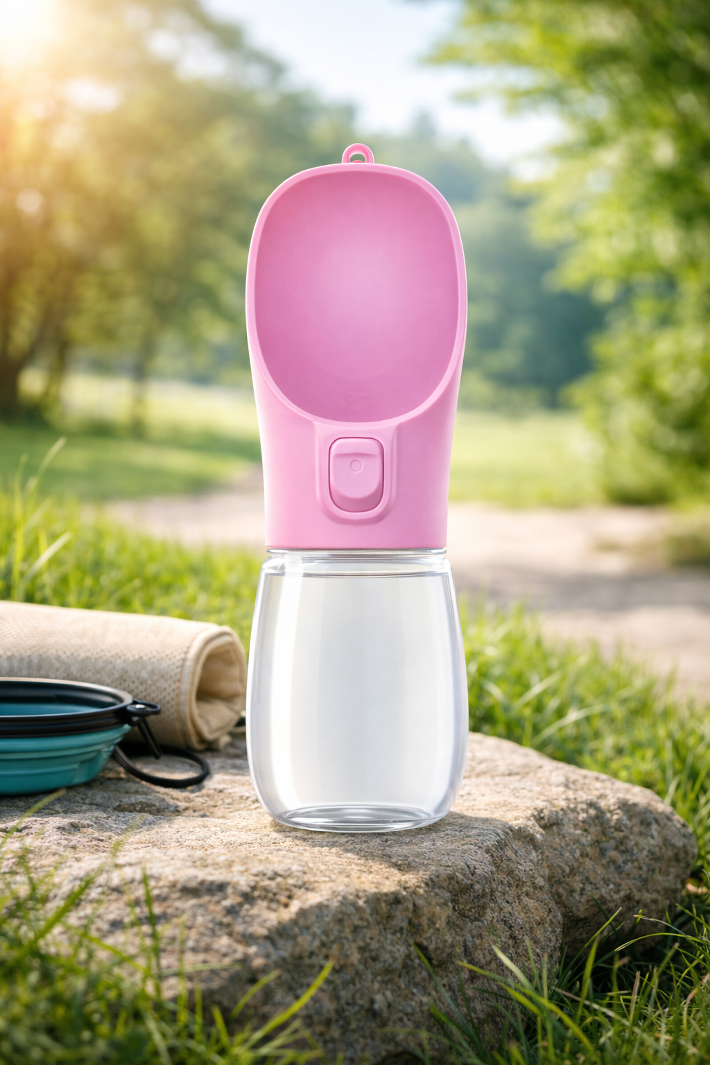 Portable Dog Water Bottle – Leak-Proof Travel Pet Dispenser with Built-in Bow