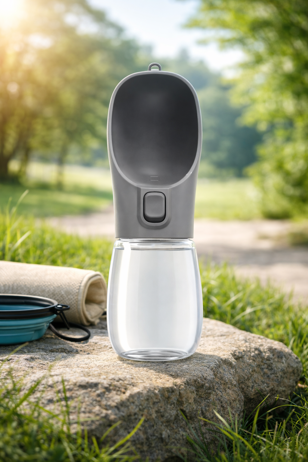 Portable Dog Water Bottle – Leak-Proof Travel Pet Dispenser with Built-in Bow